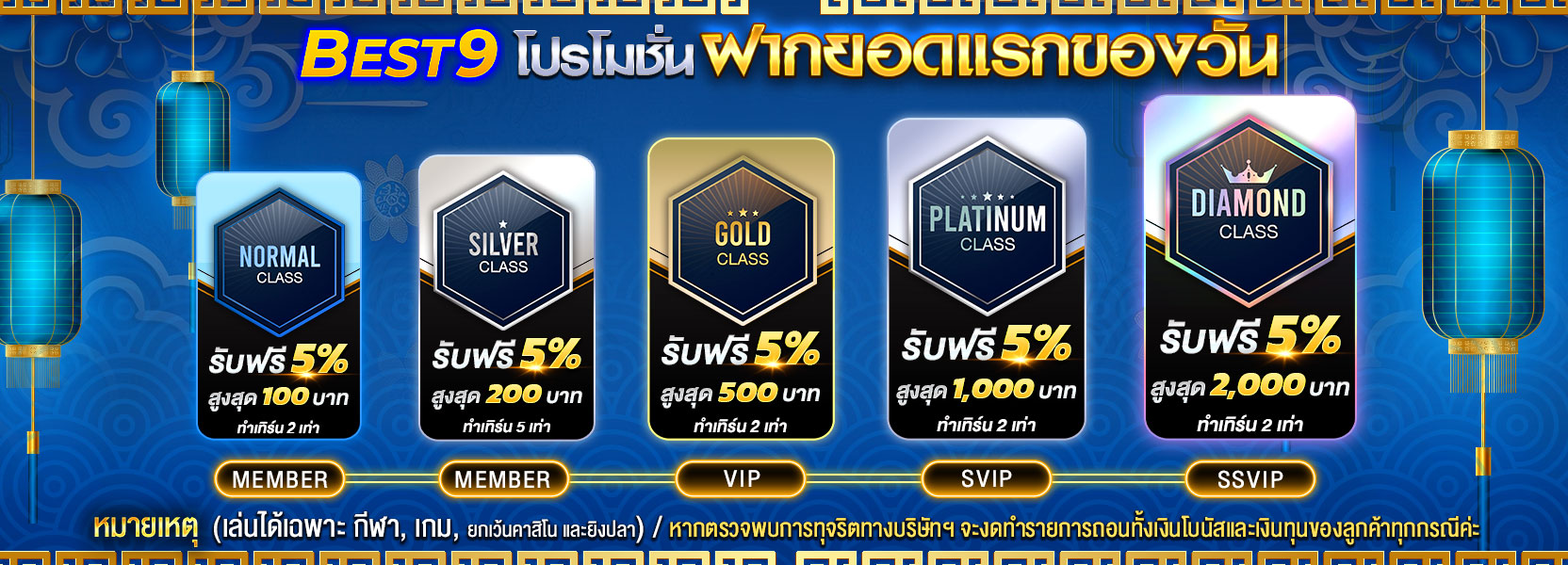 🟢 โปรโมชั่นยอดฝากแรกของวัน5% ธีม